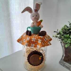 Pote Decorado Médio - Coelho na xícara