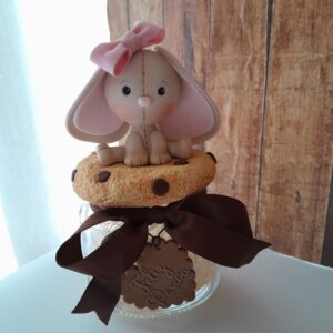 Pote Decorado Pequeno - Coelha bege orelha longa