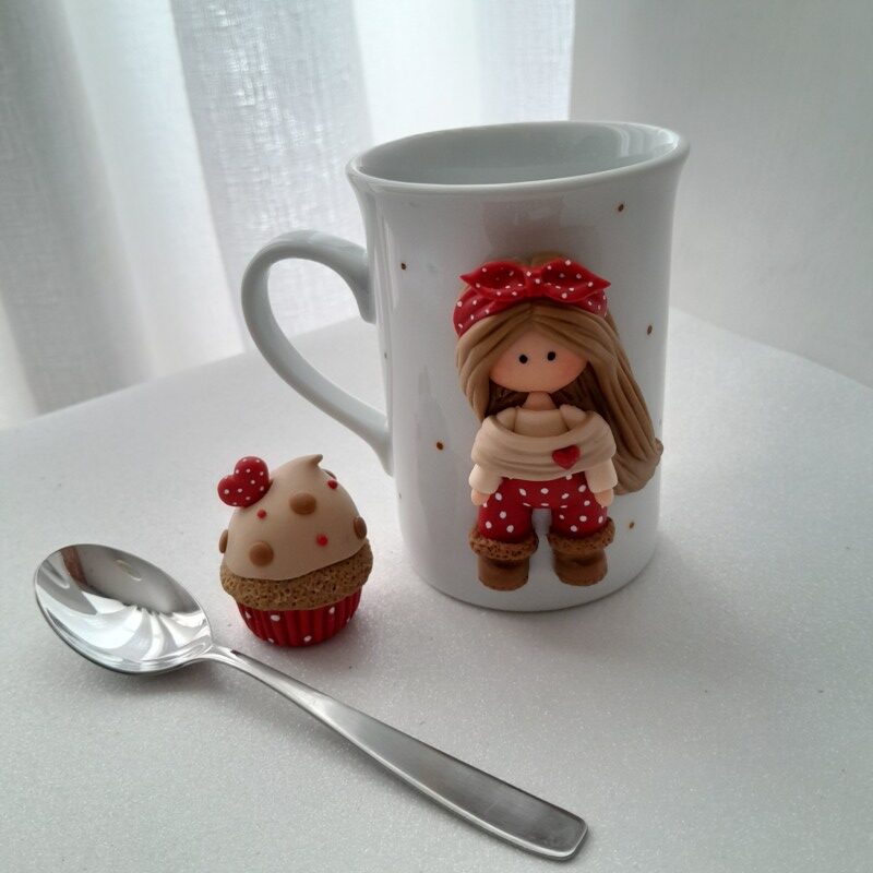 Kit caneca decorada e colher de sobremesa - Imagem 3