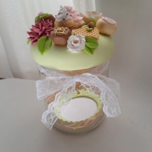 Pote Decorado Médio - Tampa verde candy